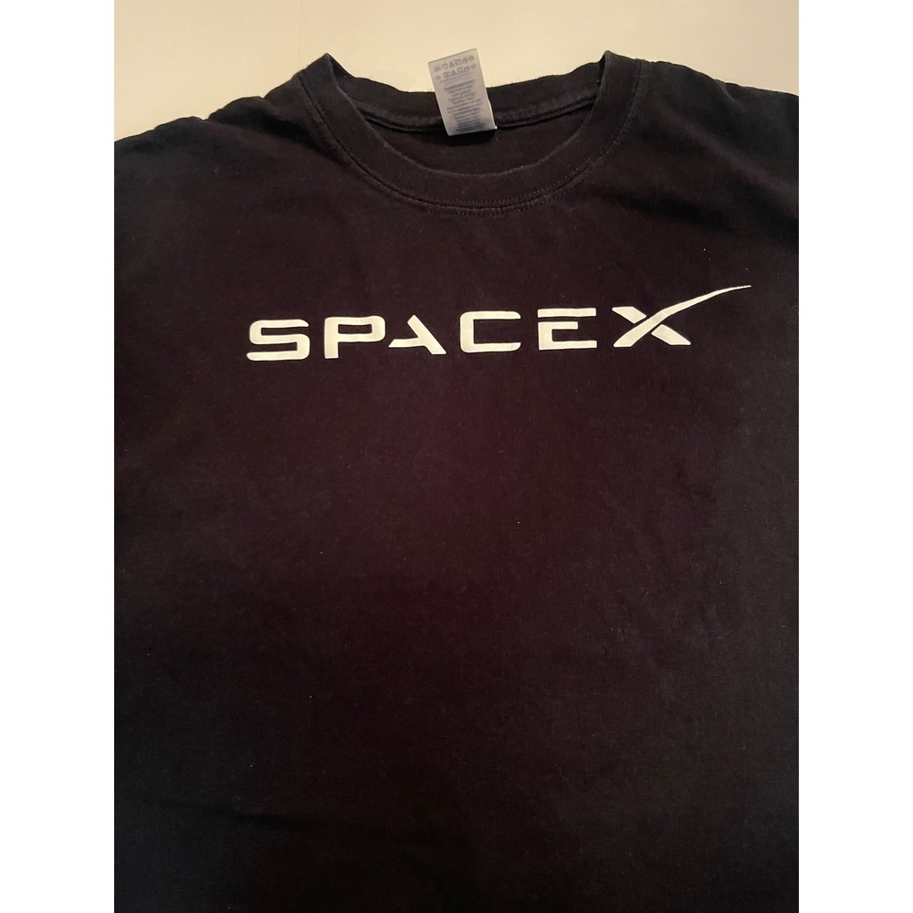 SpaceX Logo Graphic T-Shirt Mens XL Black Short Sleeve Gildan Heavy Cotton Tee